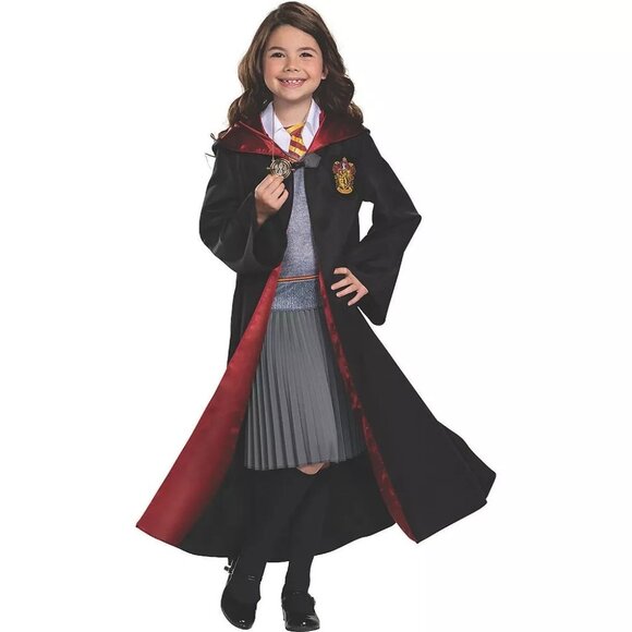 Harry Potter Hermione Girls Costume Dress Robe Time Turner Necklace Kids LG - Picture 1 of 8